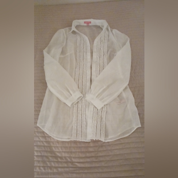 Dolls Kill Tops - Dollskill White Sheer Button-Up Blouse Inspired By Clueless